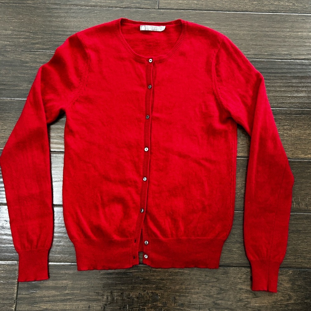 InCashmere Vibrant Red Womens Cashmere Cardigan Sweater